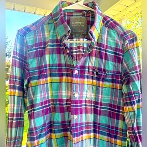S Simply Southern teal purple flannel